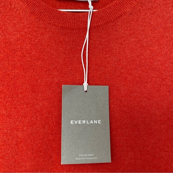 NWT ❤️‍🔥 Everlane The Cashmere Tee in Heathered Currant coral red orange - Picture 4 of 8